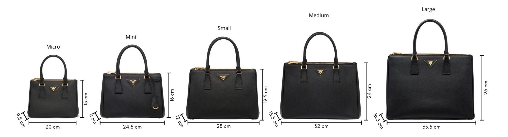 Size of Prada Galleria Saffiano bag