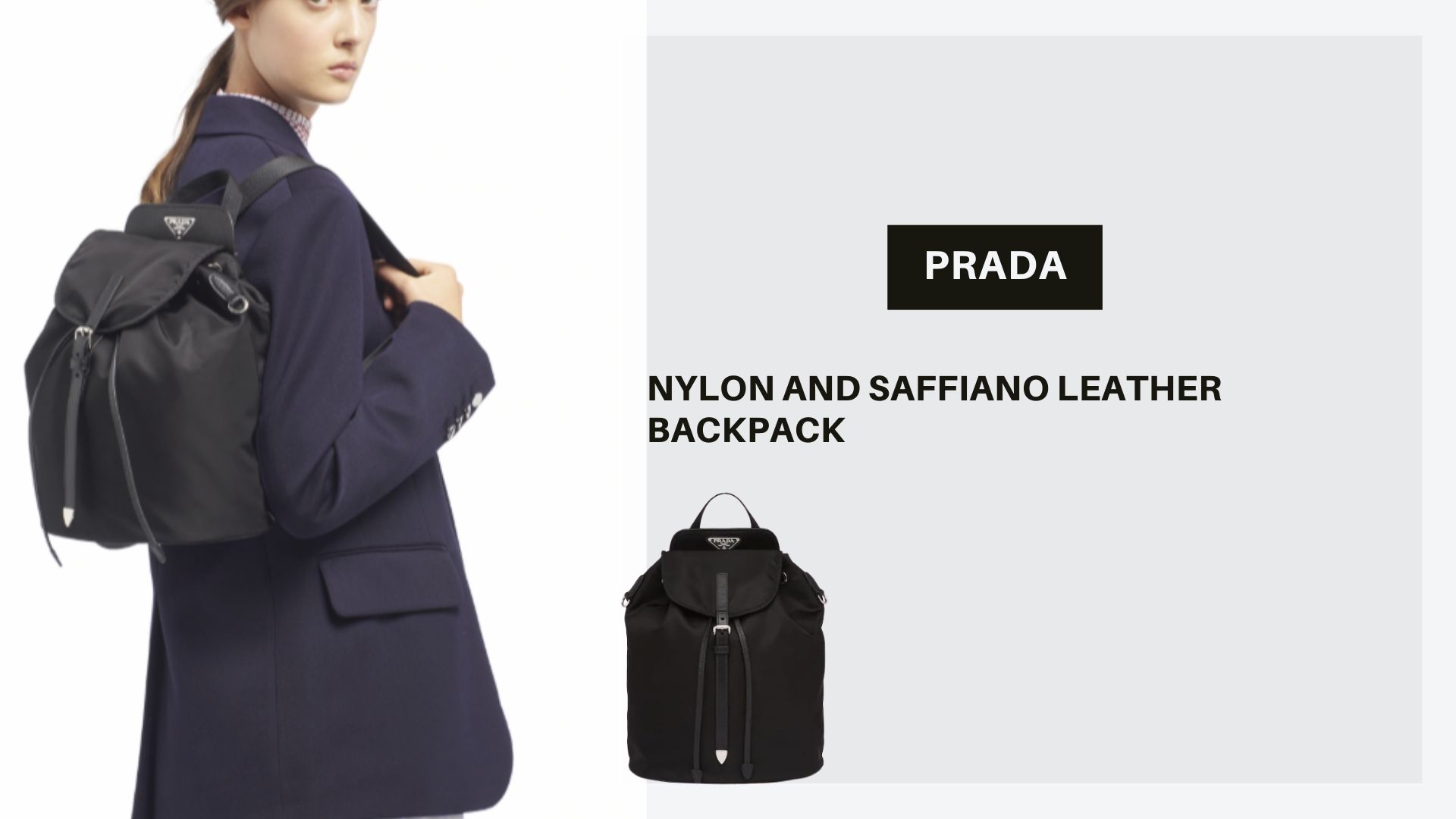 Nylon and Saffiano leather backpack