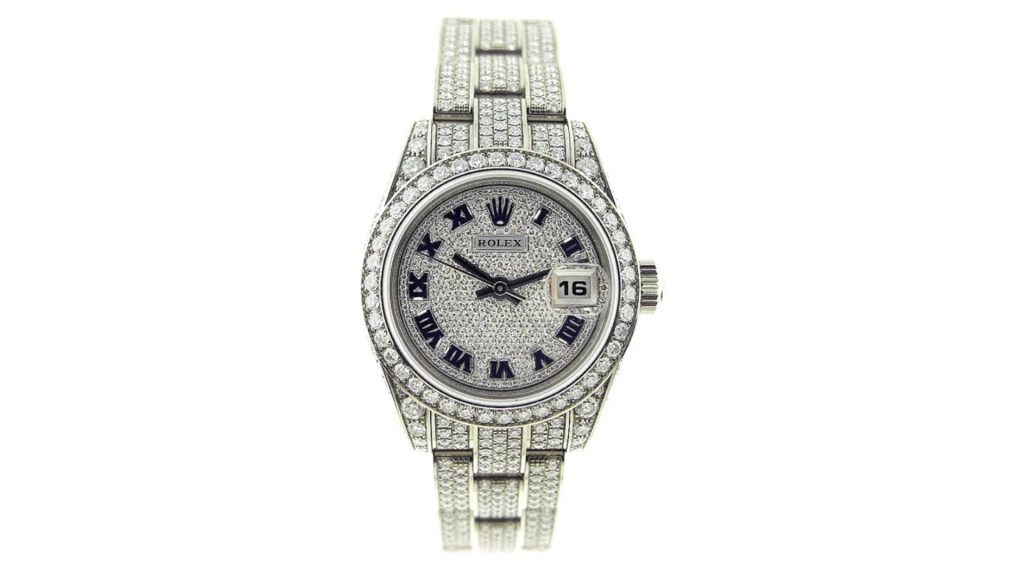Rolex Datejust Ladies White Gold Diamond Pave Watch