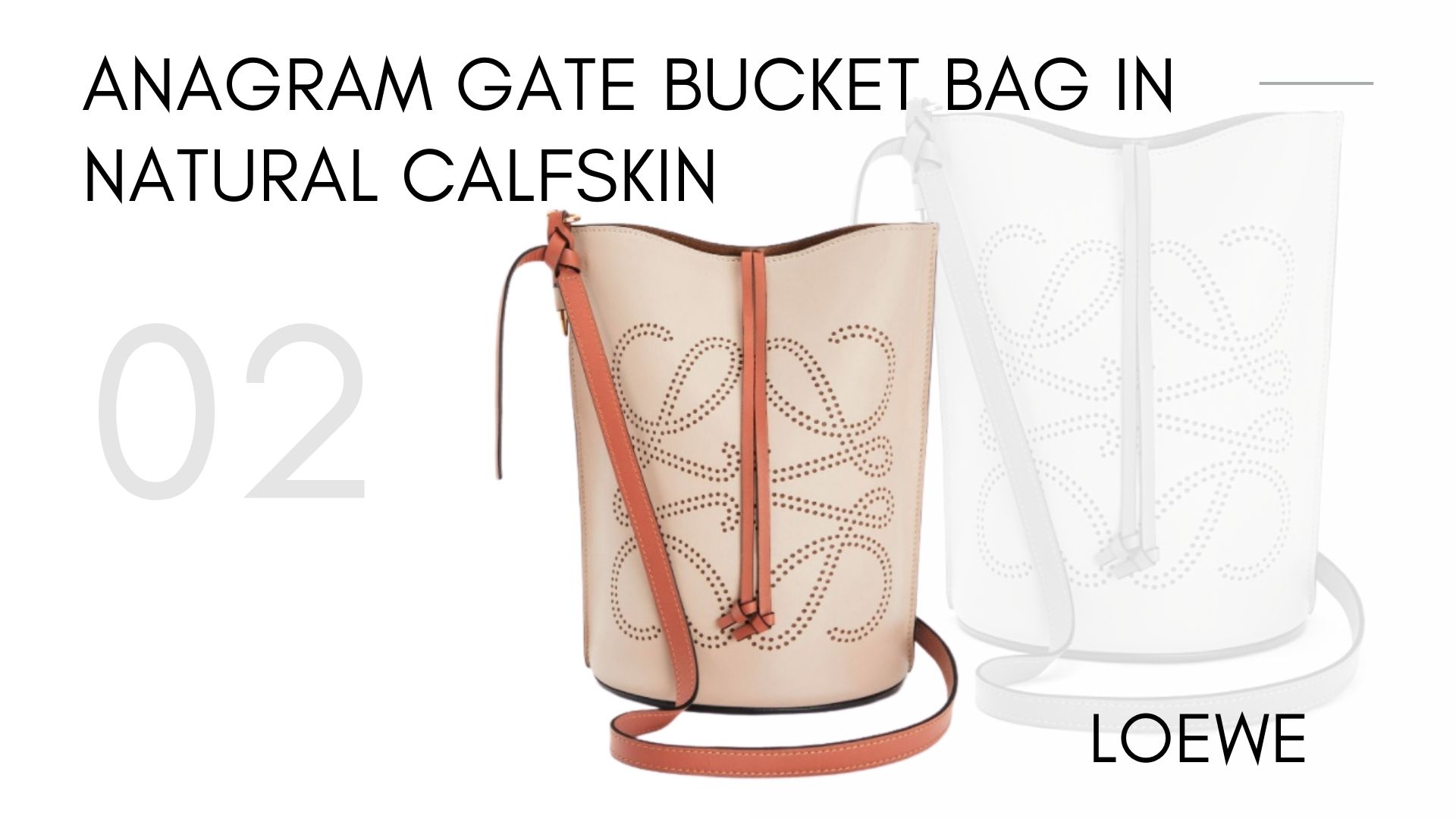 กระเป๋า Loewe - Anagram Gate Bucket Bag In Natural Calfskin