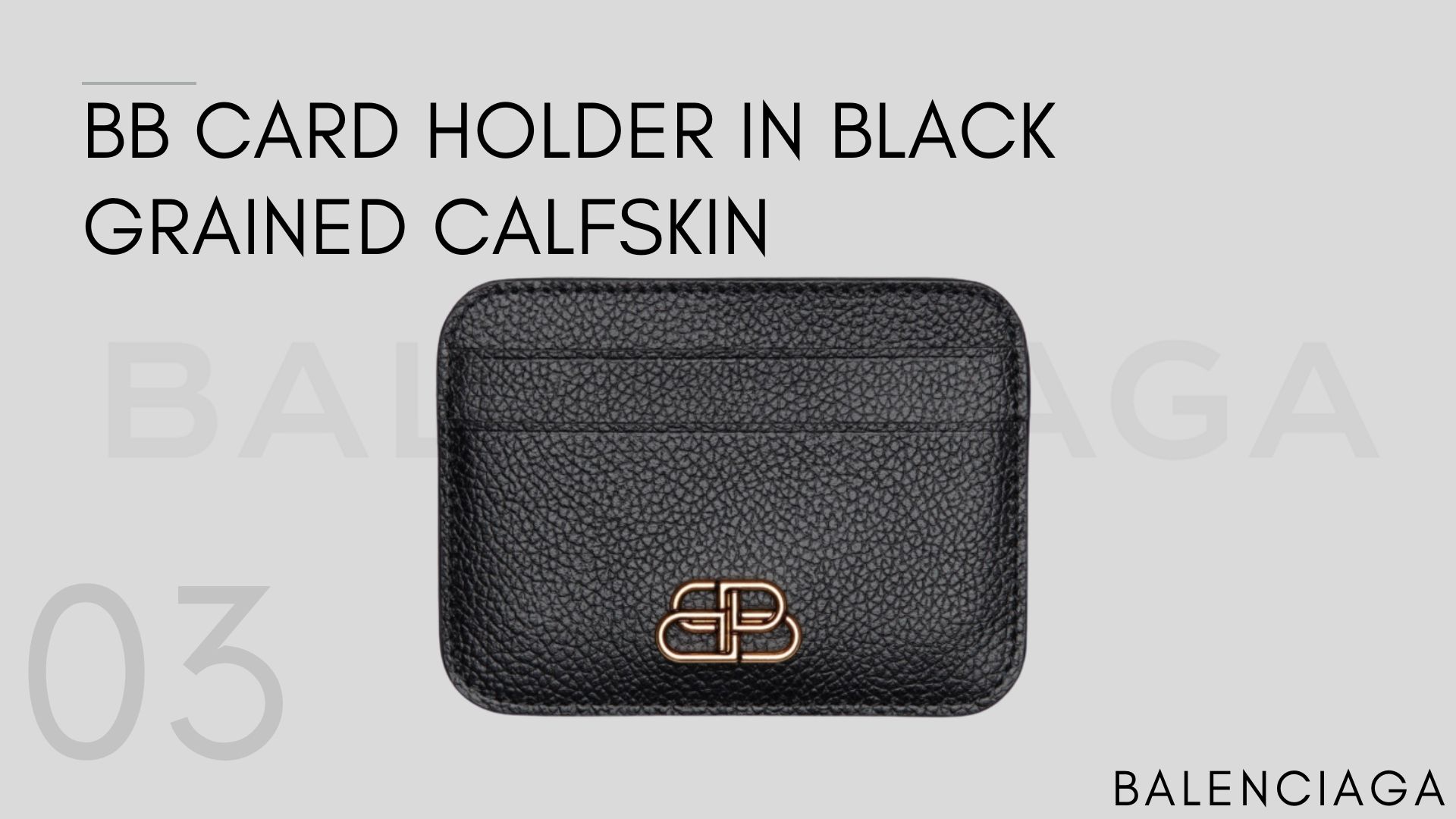 BB Card Holder In Black Grained Calfskin
