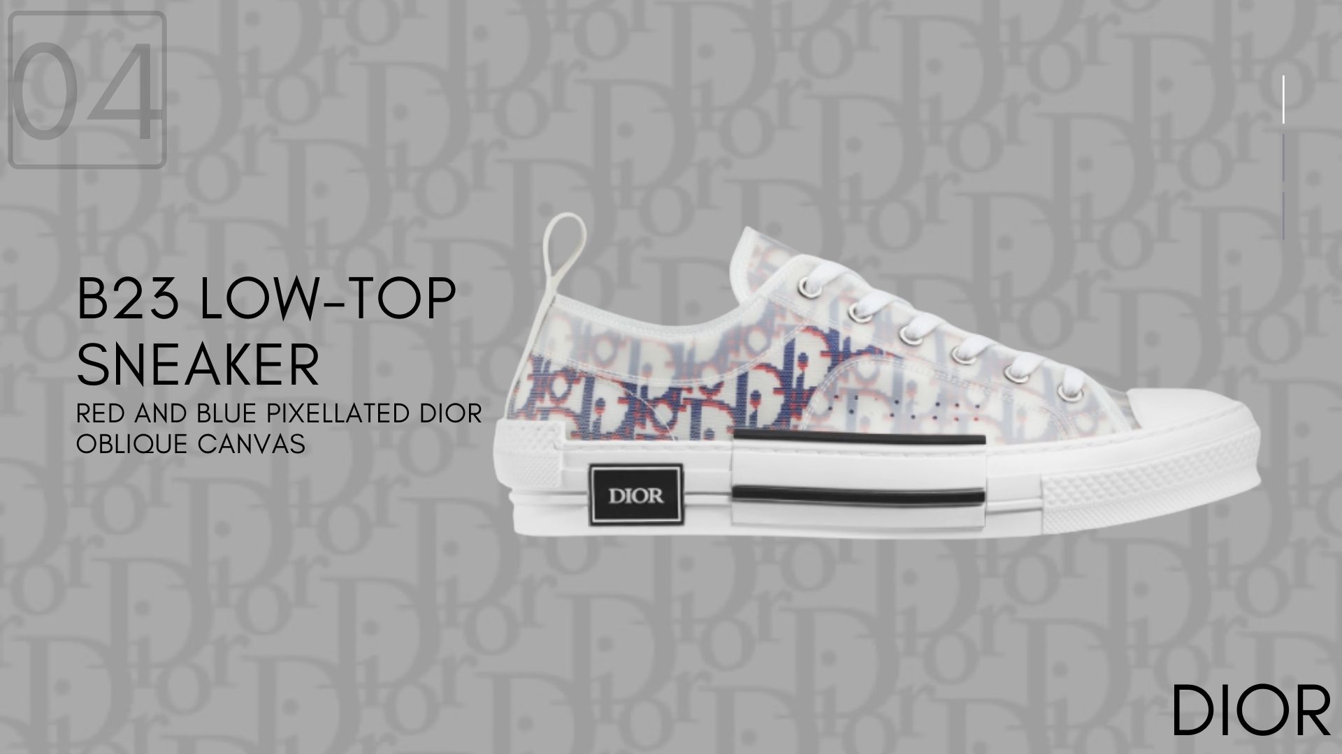 B23 LOW-TOP Red and Blue Pixellated Dior Oblique Canvas-Dior Sneakers-รองเท้าดิออร์