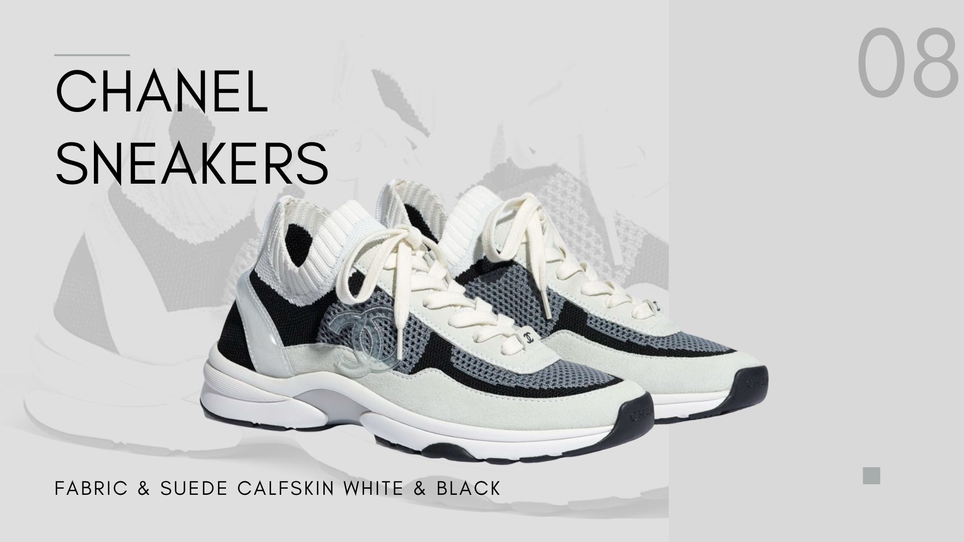 Sneakers Fabric & Suede Calfskin White & Black