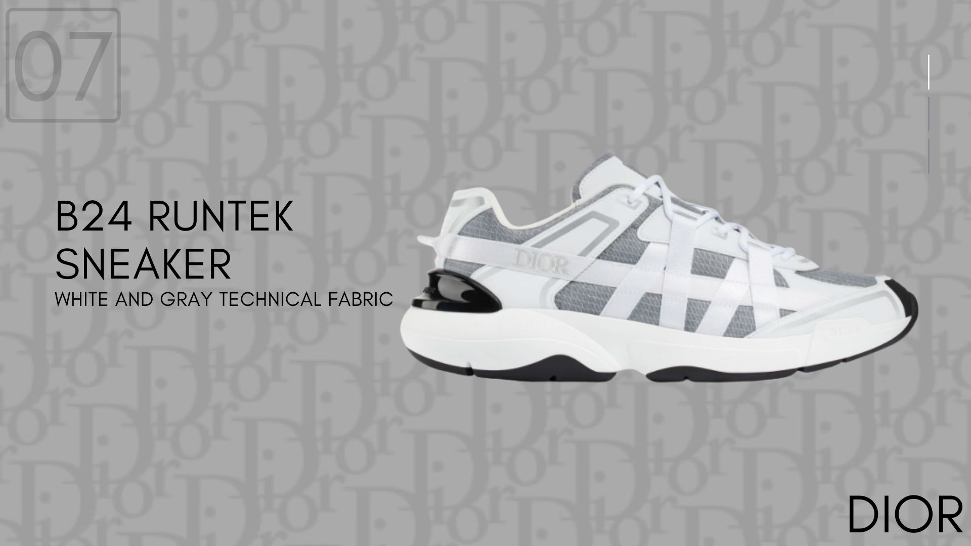 B24 RUNTEK White and Gray Technical Fabric-Dior Sneakers-รองเท้าดิออร์