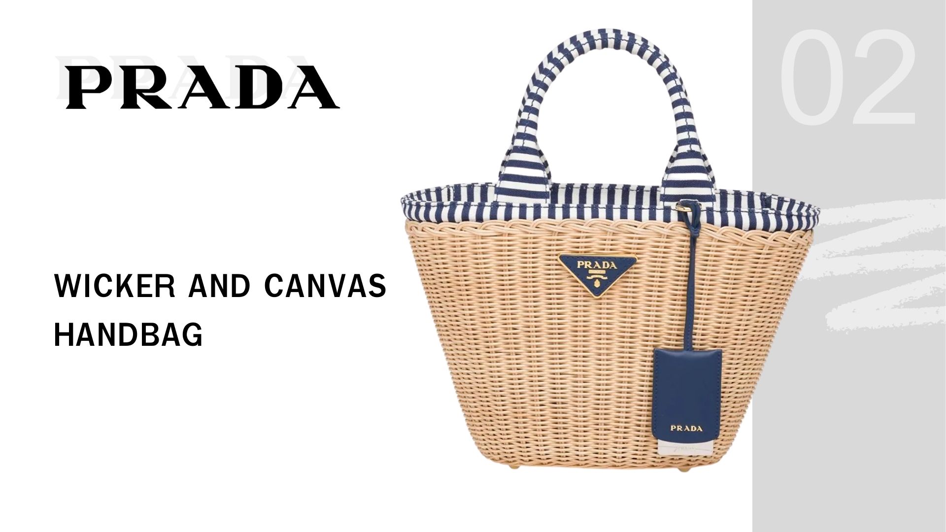 Prada Wicker and Canvas Handbag