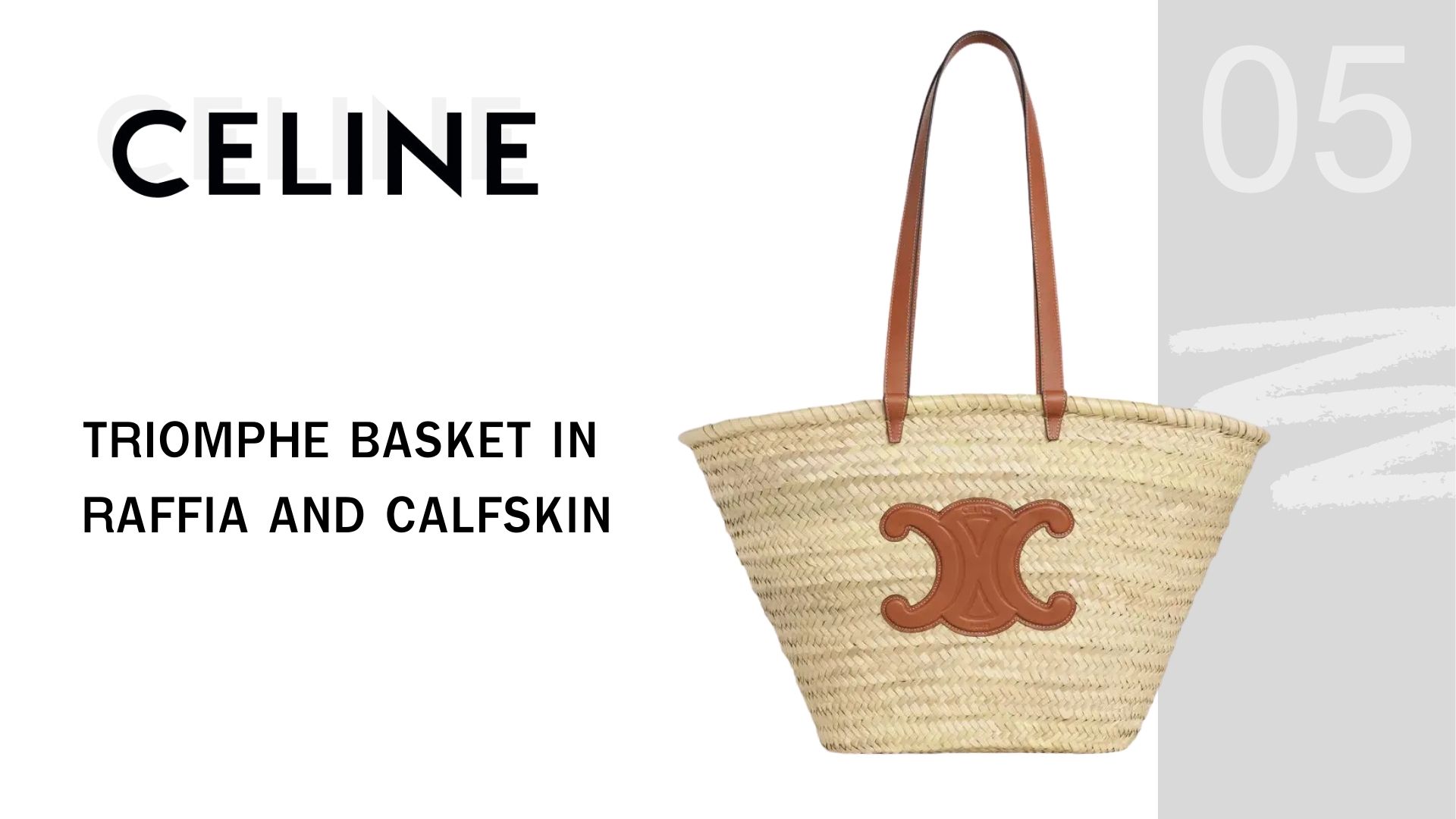 Celine Triomphe Basket in Raffia and Calfskin