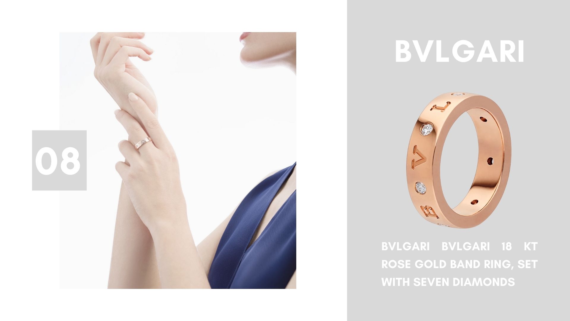 BVLGARI 18 kt rose gold band ring, set with seven diamonds รวมแหวน Bvlgari น่าจับตามอง 2020 