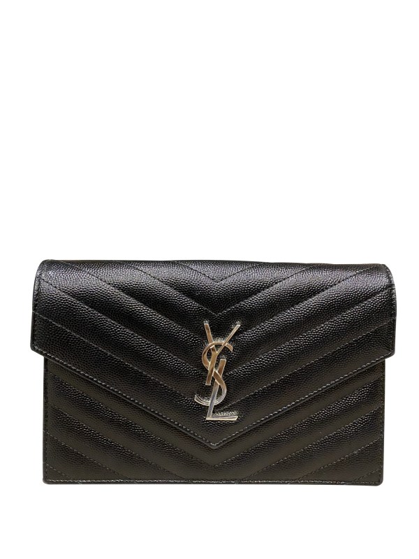 YSL Black Monogramme Chain Wallet Bag 7.5”