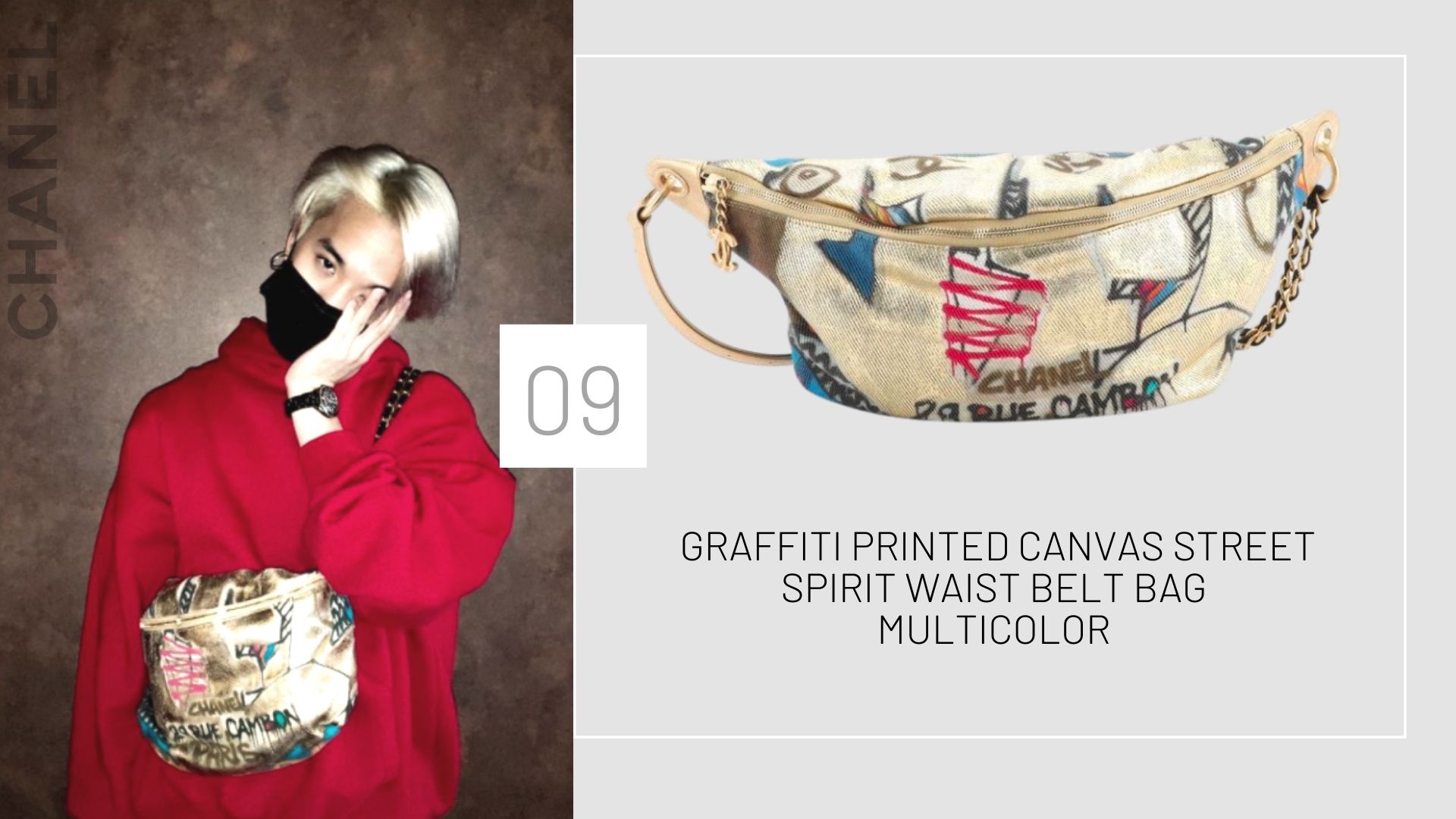  Graffiti Printed Canvas Street Spirit Waist Belt Bag Multicolor