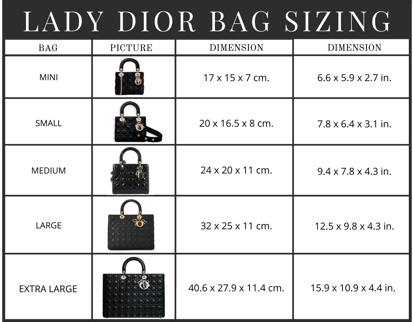 Size of Dior Lady Bag KATE💋 STYLE