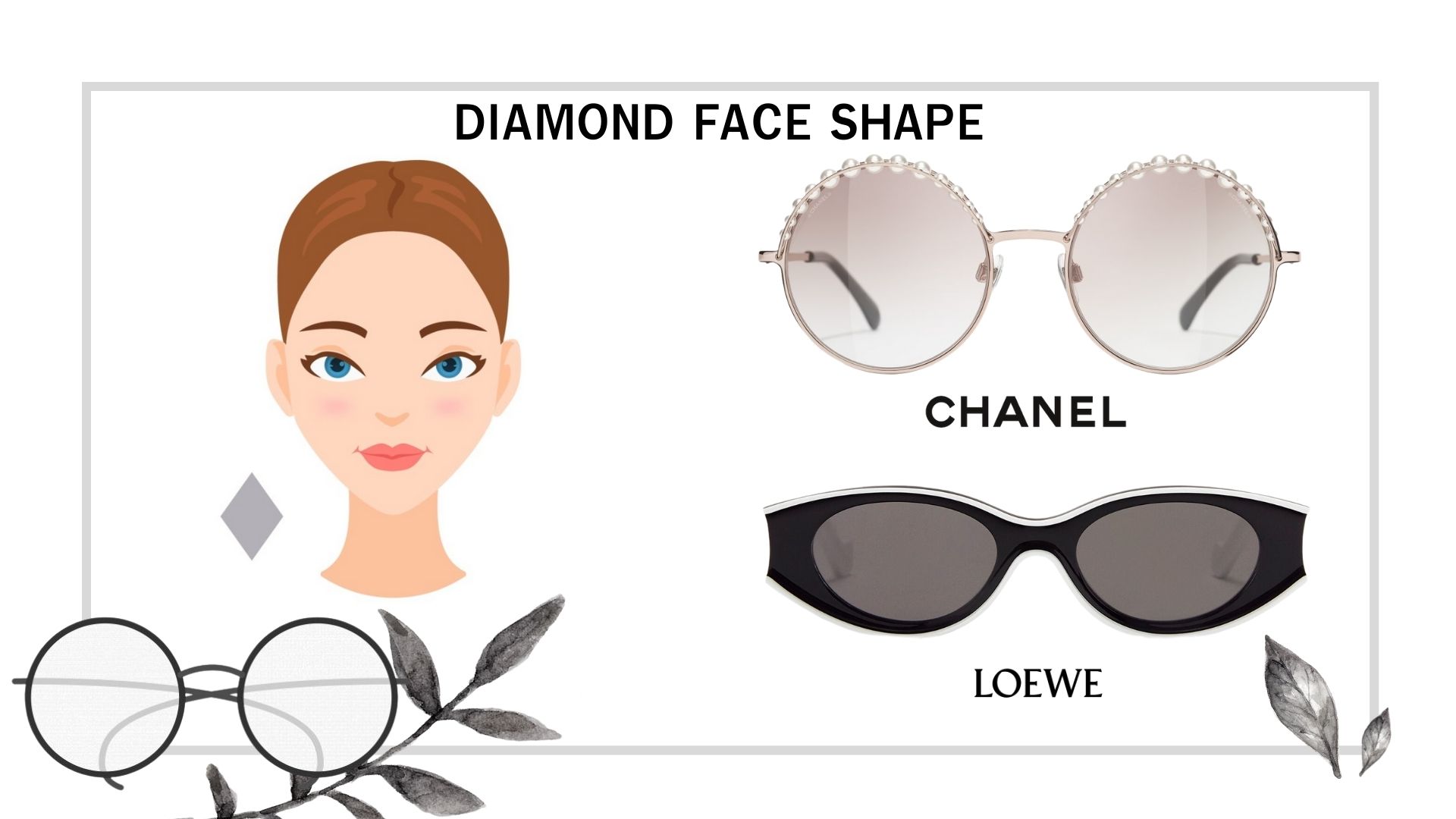 วิธีเลือกแว่นกันแดดให้เข้ากับรูปหน้า ... สวยได้แม้ยังใส่แว่นอยู่ Diamond Face Shape 