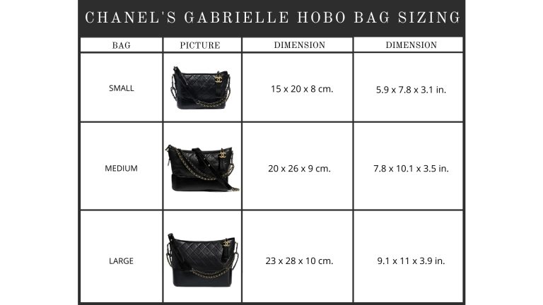 chanel 19 sizes in cm