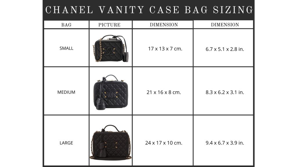 Chanel vanity-chanel size guide clothing-chanel size-ขนาดกระเป๋า chanel-chanel classic