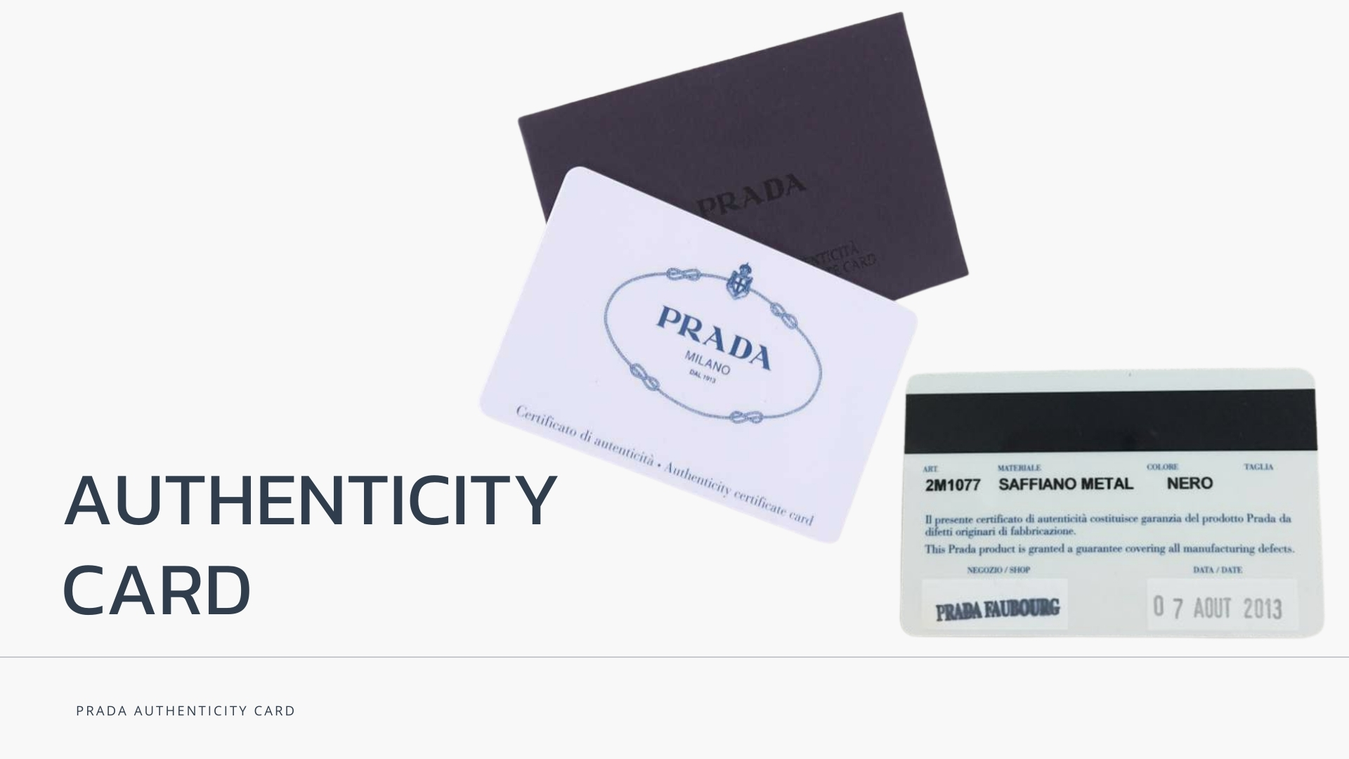 prada authenticity card
