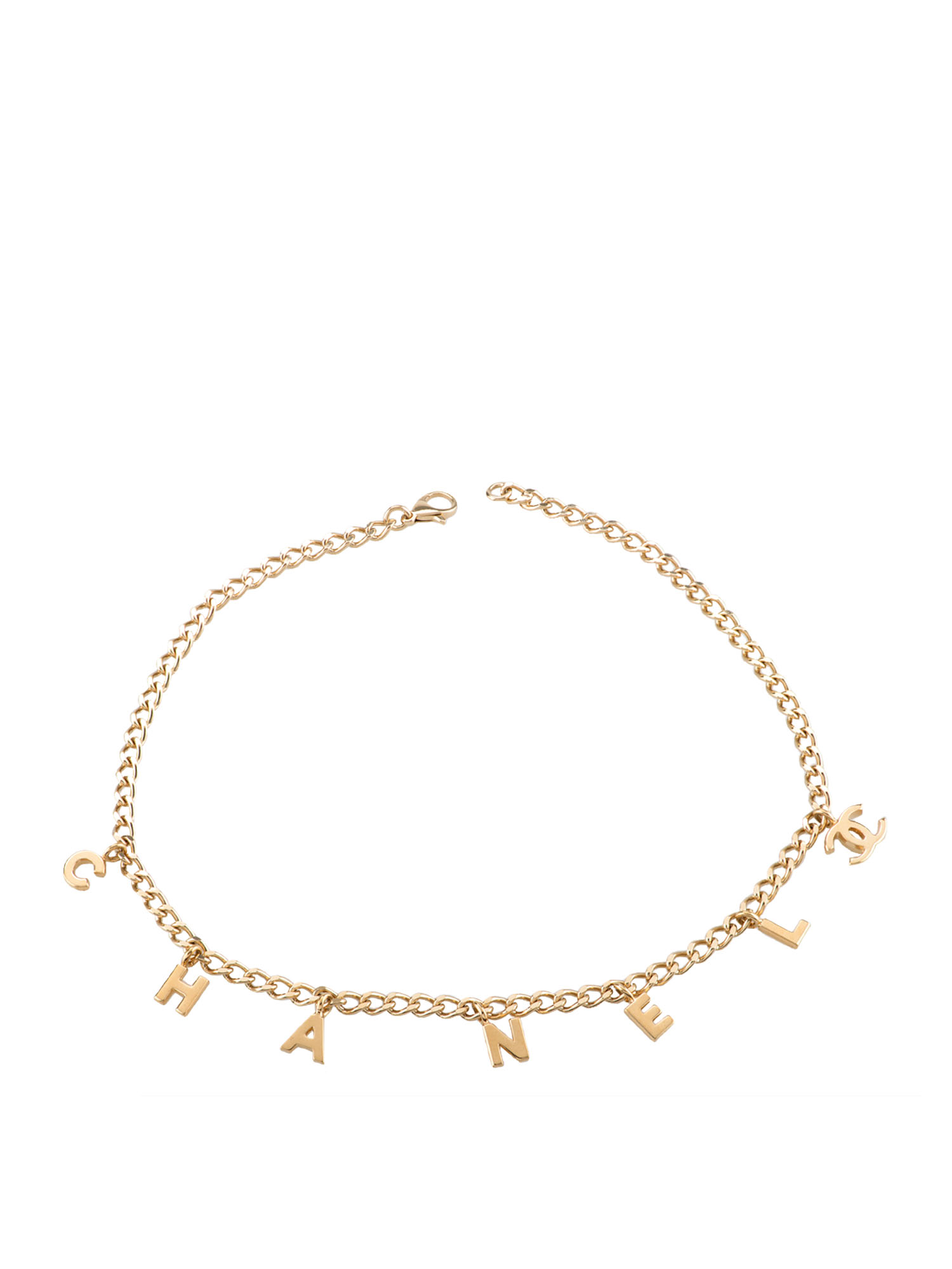 Chanel Letter Charm Necklace in Light Gold
