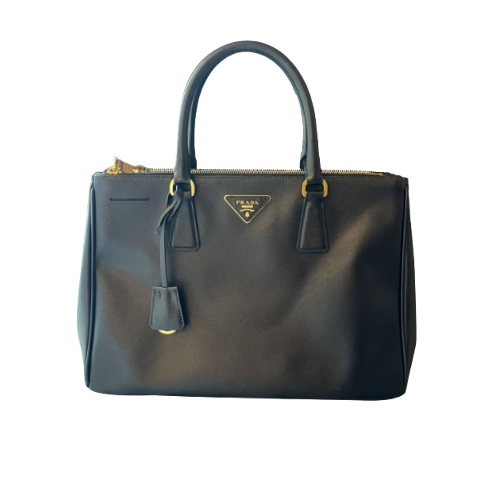 Prada Galleria Saffiano Leather Bag Size 30 in Nero