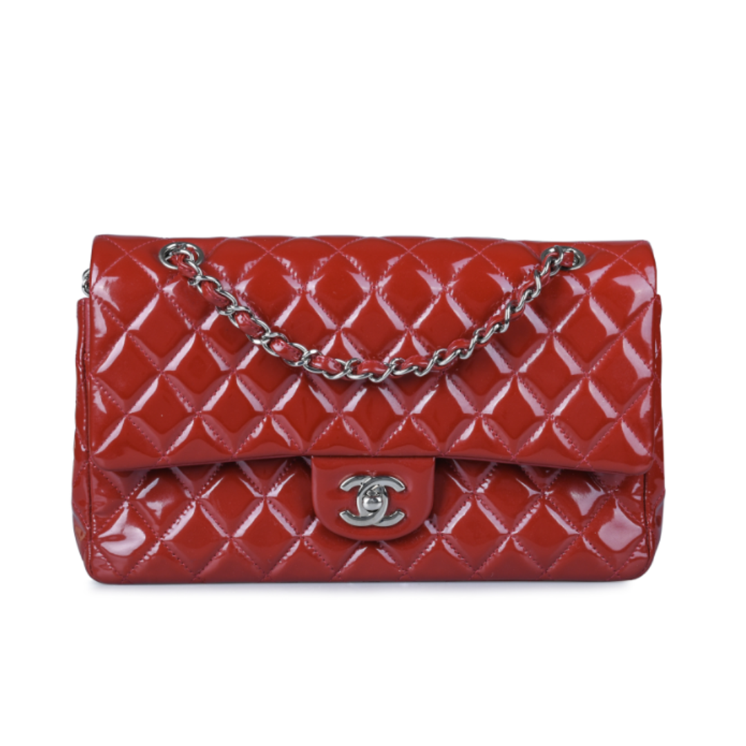 Chanel Classic 10 Double Flap Bag in Red Holo18