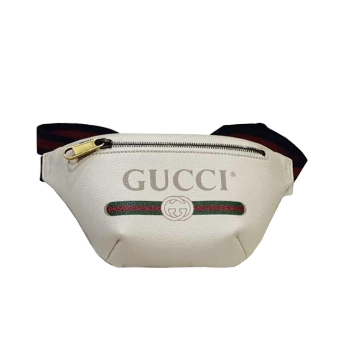 Gucci GG Print Leather Small Belt Bag in White Size95