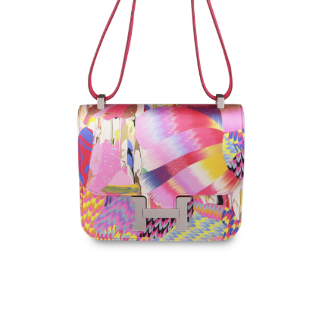 Hermes Constance 24 Limited Edition Marble Silk Veau Swift Multicolor Rose Azalee Mexico