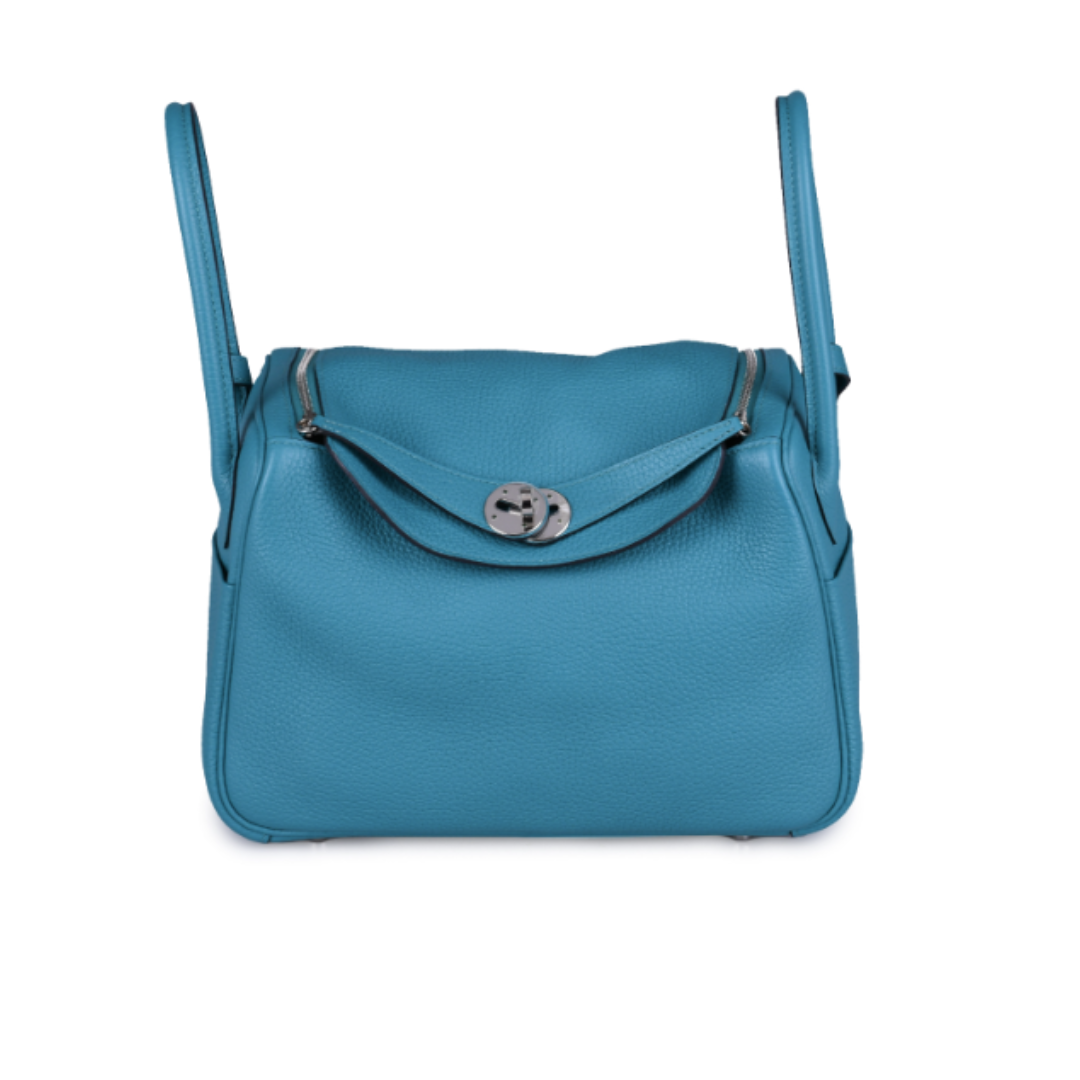 Hermes Lindy 26 PHW Clemence in Bleu Paon