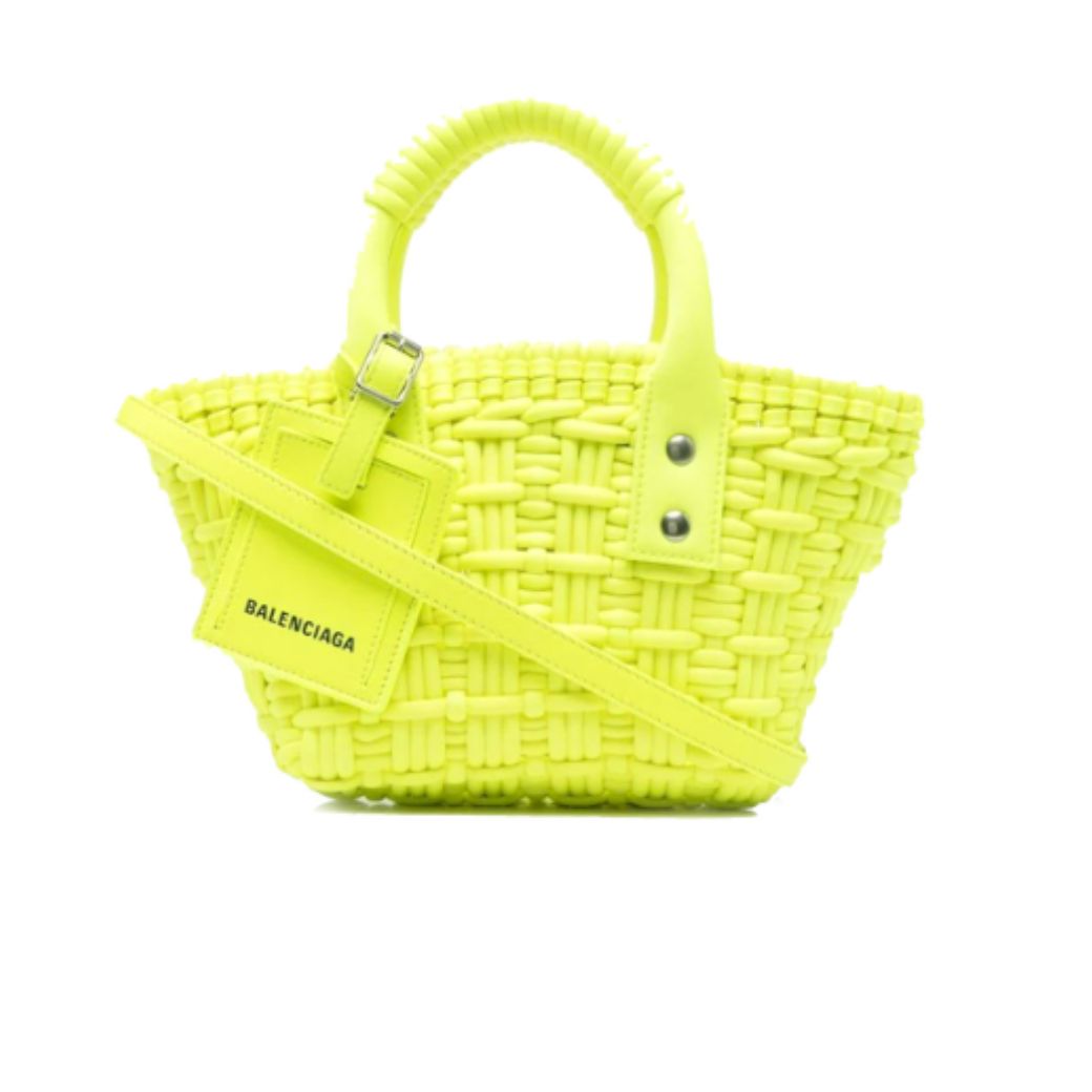 Balenciaga XXS Bistro Basket Tote Bag in Neon Yellow
