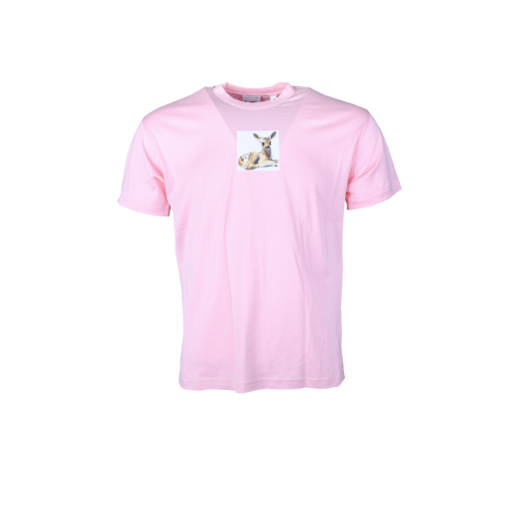 Burberry Dear Print Cotton T Shirt in Pink Size XXS