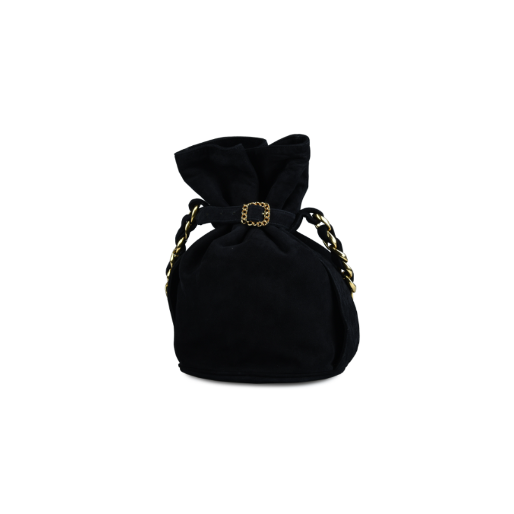 Chanel Vintage Black Nubuck Leather Bucket Bag