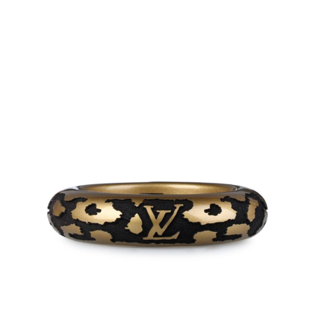 Louis Vuitton Leo Monogram Lacquered Wood Bangle Bracelet Gold