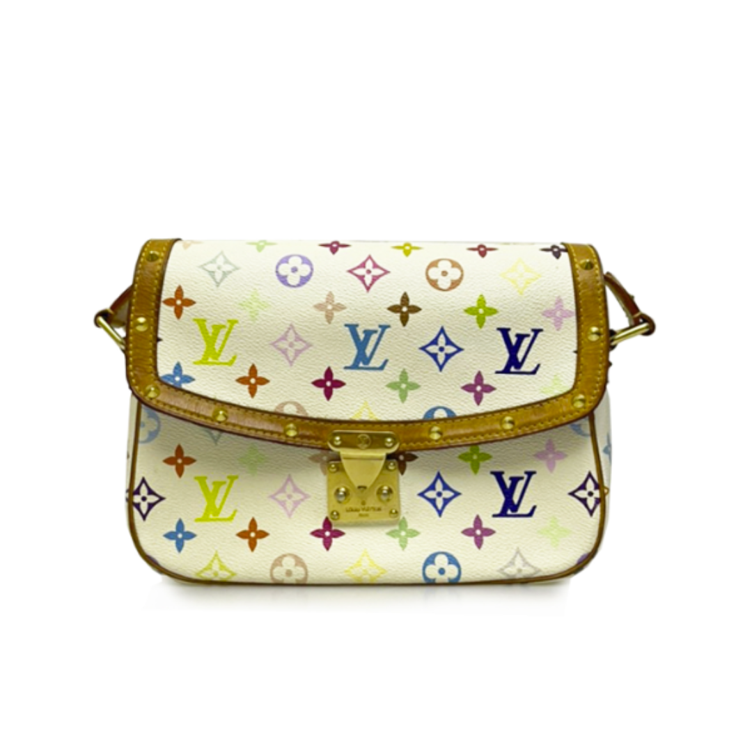 Louis Vuitton Sologne White Multicolor Monogram Canvas Shoulder Bag