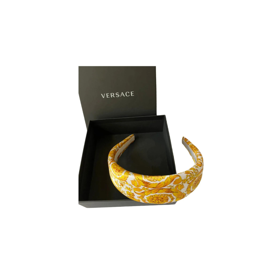 Versace Headband in White _ Yellow