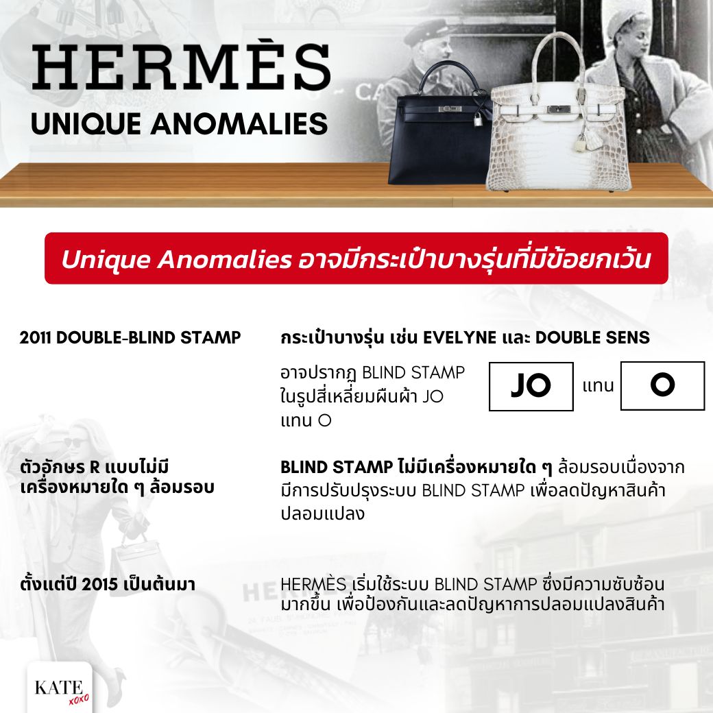  Unique Anomalies อาจมีกระเป๋าบางรุ่นที่มีข้อยกเว้น -วิธีดู Blind Stamp Hermes Date Stamp 2025