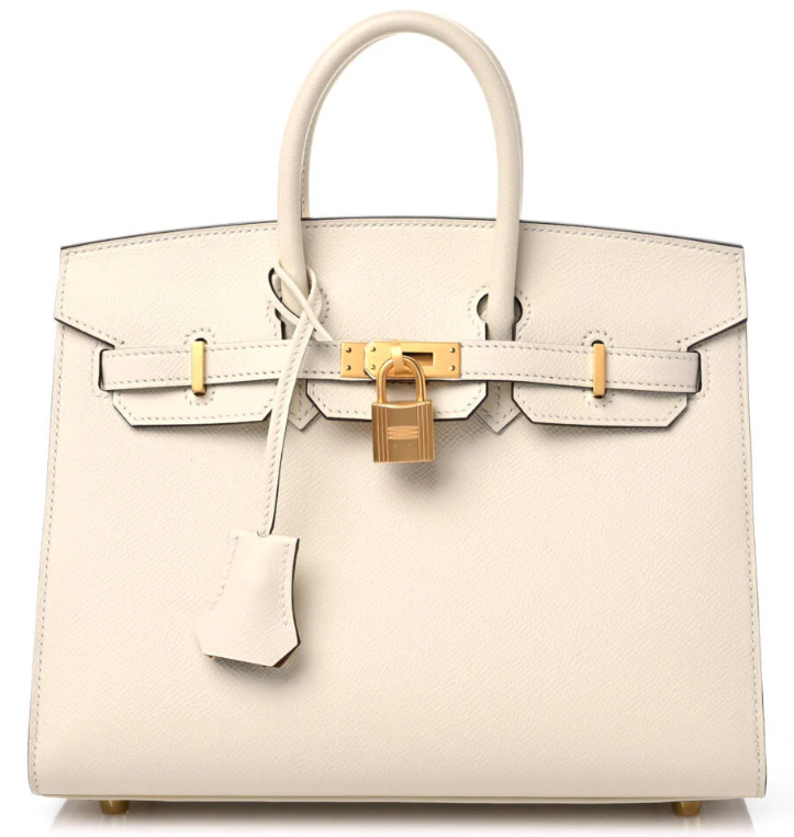 HERMES Epsom Horseshoe Birkin Sellier 25 Nata Toffee